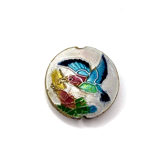 Picture of Cloisonné Bead Colibri 19mm White x1