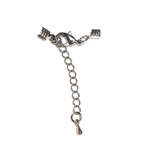 Picture of Lobster Clasp w/ crimp and extender Ø2-3mm Rhodium Tone x1