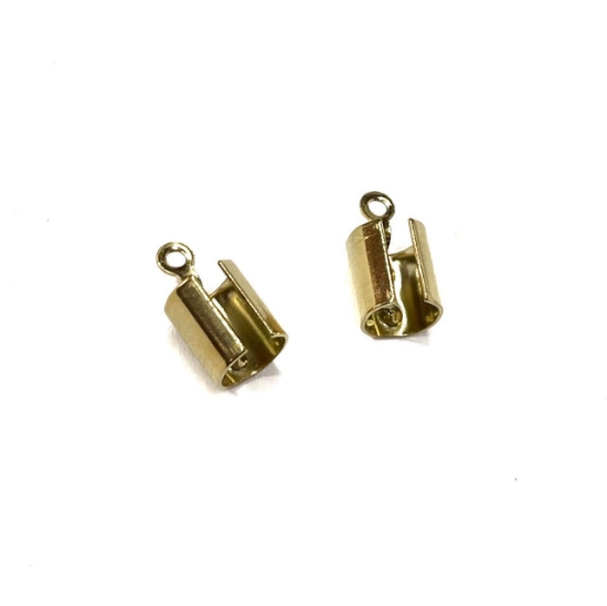 Picture of Stainless Steel Cord End fold-over Ø4-5mm Gold Tone x10