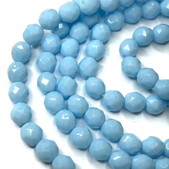 Picture of Fire-Polished beads 8mm Blue Turquoise x20