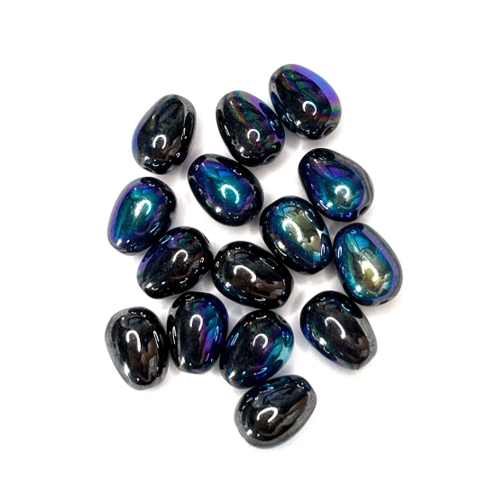 Picture of Drop Glass 11x8mm Jet Hematite AB x10