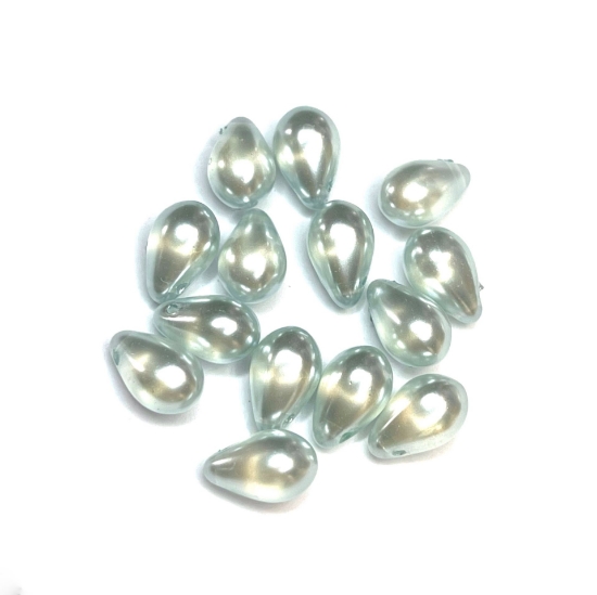 Picture of Side Drill Tear Drop 9x6mm Pearl Light Blue x25