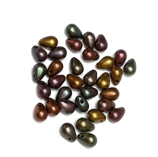 Picture of Side Drill Tear Drop 6x4mm Purple Iris Gold x25