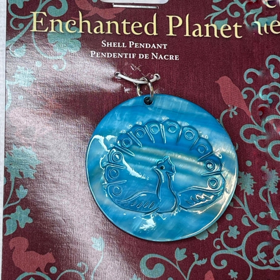Picture of Pendant Shell Peacock 40mm Blue x1
