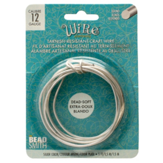 Picture of Tarnish-Resistant Wire 12 Gauge (2mm) Round Soft Temper Silver x1,5m