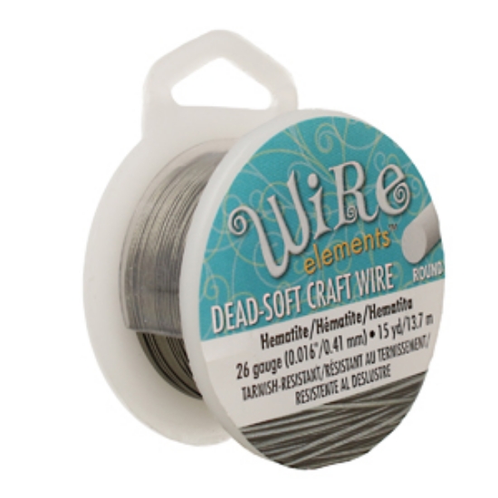 Picture of Tarnish-Resistant Wire 26 Gauge (0.41mm) Round Soft Temper Hematite x13.7m