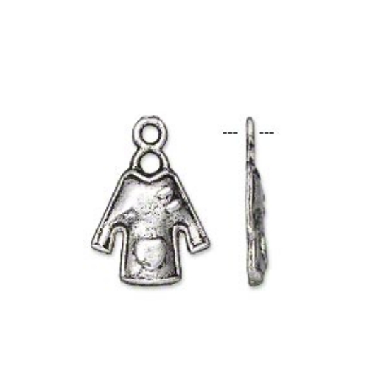 Picture of Charm Dress 16x15mm w/ Heart Pocket Antique Silver x10