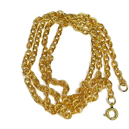 Picture of Aluminum Chain Jasseron Textured 4x5mm Necklace Gold Tone x77cm