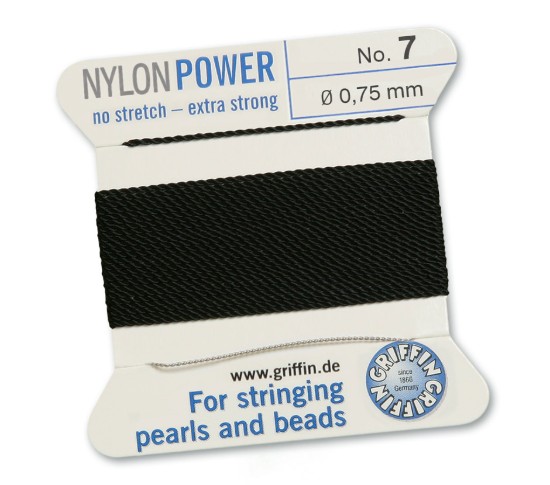 Изображение Griffin Nylon Beading Cord & Needle size #7 - 0.75mm Black x2m