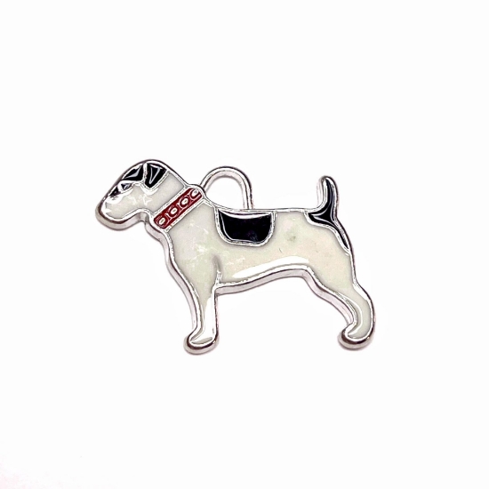 Picture of Charm Enamel Dog 26mm White/Black x1