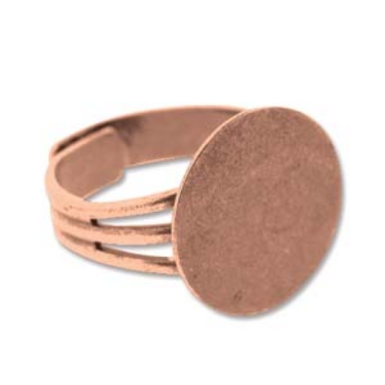 Picture of Ring flat pad 15mm round Antique Copper Plate x1