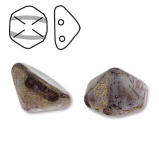 Picture of Pyramid Hex Bead 12mm White Terracota Purple x12