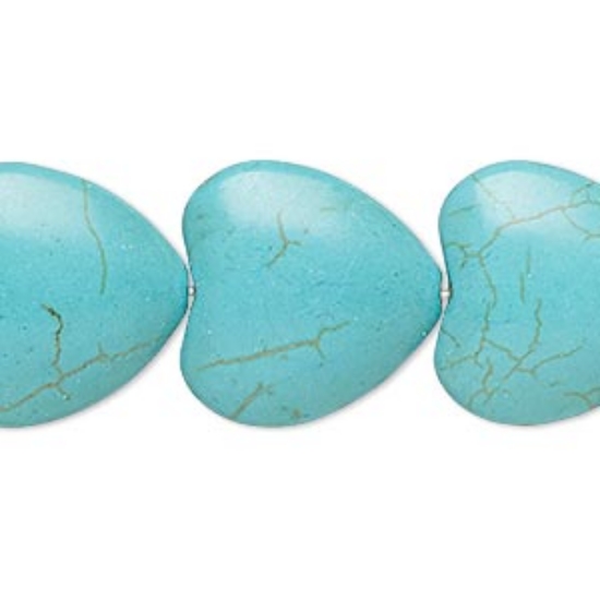 Picture of Magnesite (stabilized) puffed Heart 20mm Turquoise x1