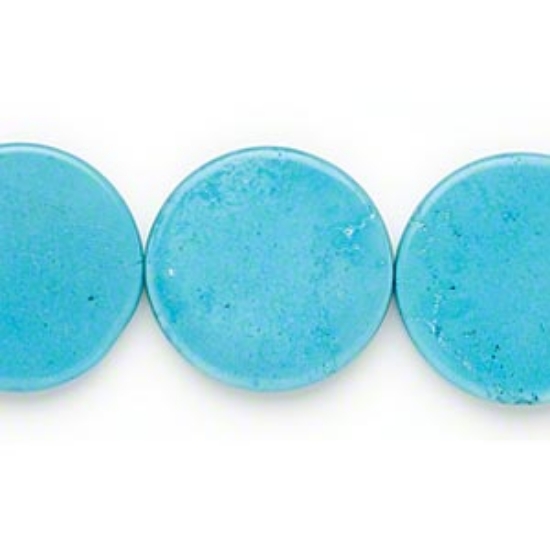 Picture of Magnesite (stabilized) puffed flat round 35mm Turquoise x38cm