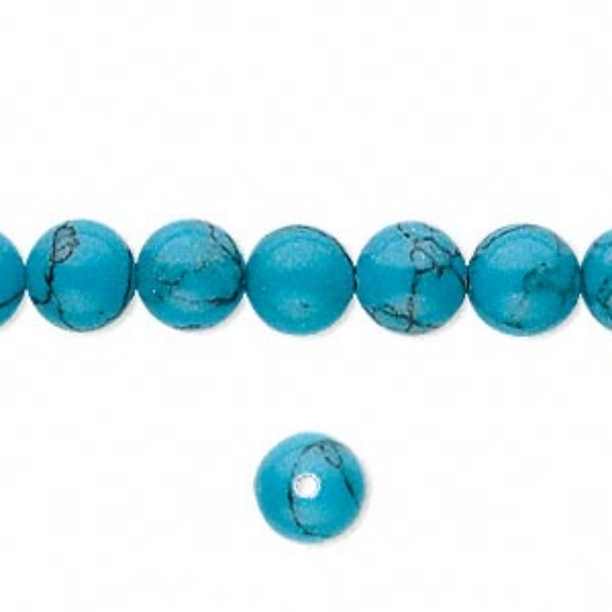 Picture of Turquoise (resin imitation ) 8mm round Blue x38cm