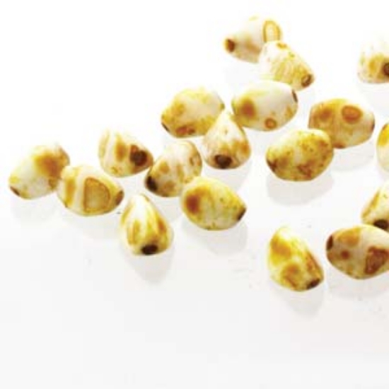 Picture of Pinch beads 7mm White Picasso x25