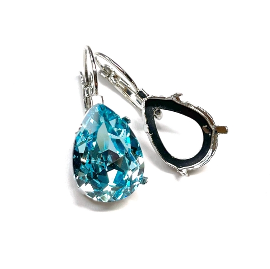 Picture of  Earwire Drop Setting 18x13mm Silver Tone x2