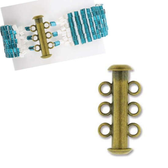 Picture of Clasp Slide Lock 21mm 3-strand Antique Brass x1