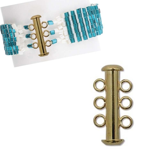 Picture of Clasp Slide Lock 21mm 3-strand Gold Plate x1