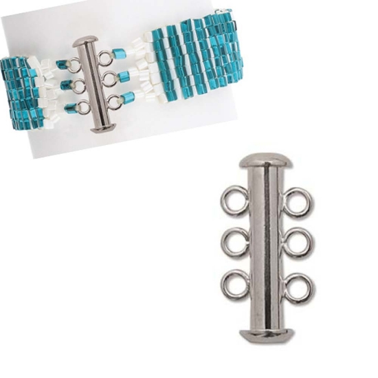 Picture of Clasp Slide Lock 21mm 3-strand Silver Plate x1