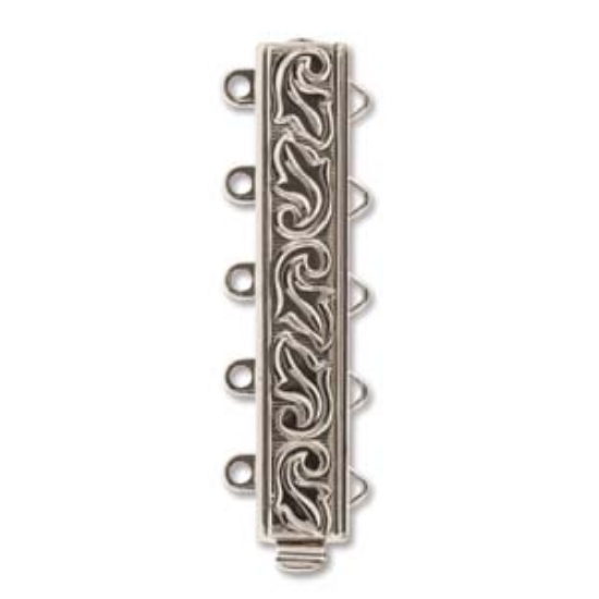 Picture of Neumann Clasp Box 5-strand 27x10mm Swirl Design Rhodium Plated  x1