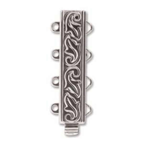 Picture of Neumann Clasp Box 4-strand 25x10mm Swirl Design Rhodium Plated  x1