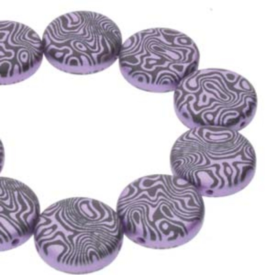 Picture of Coin 2-hole 14mm Jet Violet Laser Contour x10