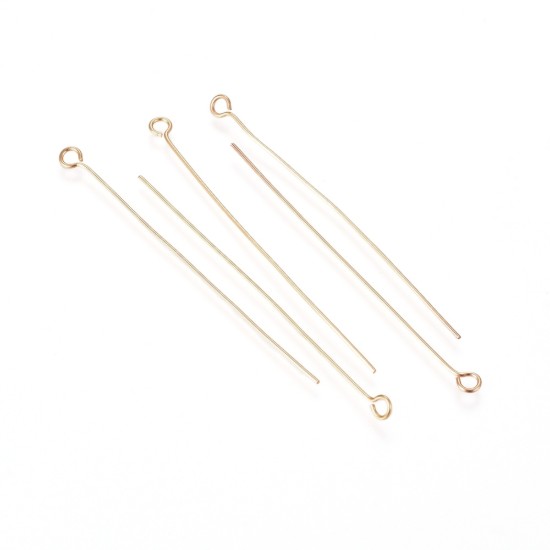 Image de Stainless Steel Eye Pin 50x0,60mm 18kt Gold Plated x50