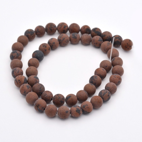 Picture of Mahogany Obsidian 8mm round Frosted Brown x38cm