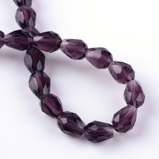 Picture of Faceted Glass Drop 6x8mm Amethyst x50cm