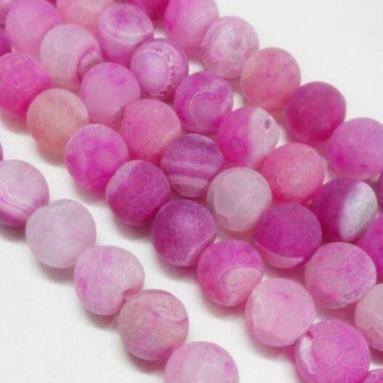 Picture of Agate (dyed) 8mm round Frosted Fuchsia x38cm