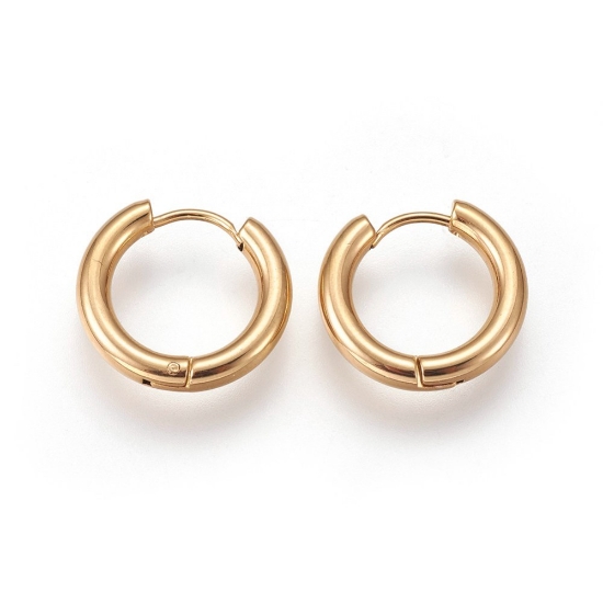 Picture of Stainless Steel Hoop 18x3mm 18kt Gold Plated x2