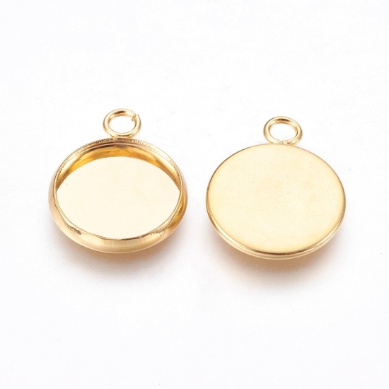 Picture of Stainless Steel Drop setting 12mm round Gold Plated x10