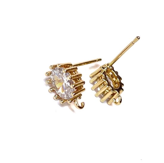 Picture of Ear stud 10x6mm Oval w/Cubic Zirconia 18kt Gold Plated x2