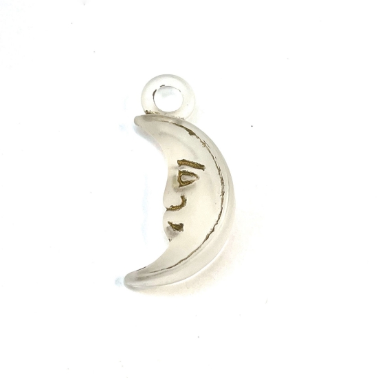 Picture of Acrylic Pendant Moon Face 24x17mm White x1