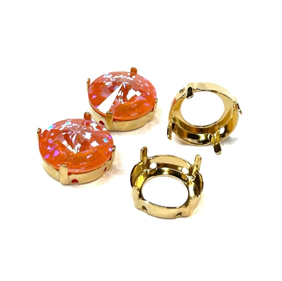 Picture of Cabochon setting for 1122 Rivoli 14mm Gold Plated x1
