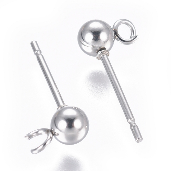 Picture of Stainless Steel Ear stud ball 4mm w/ open loop x10