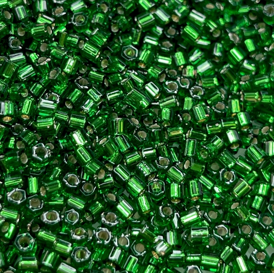 Picture of Miyuki Rocaille 8/0 Hex Cut 16 Silver Lined Green x10g