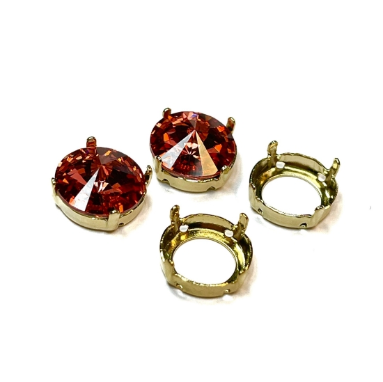 Picture of Cabochon setting 1122 Rivoli round 12mm Gold Tone x1 