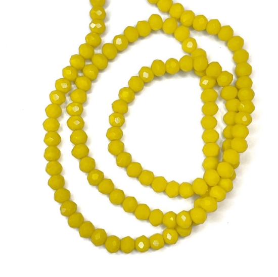 Picture of Faceted Rondelle 3x4mm Opaque Yellow x125 