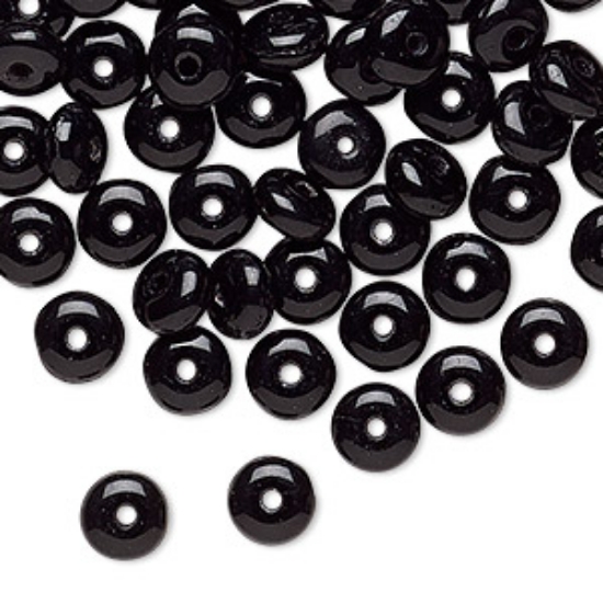 Picture of Glass Rondelle 4x2mm Opaque Black x50 