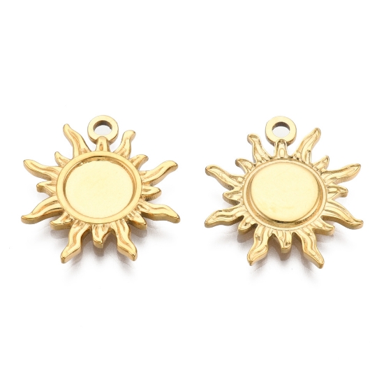 Picture of Stainless Steel Charm Sun w/ setting 8mm 18kt Gold Plated x1