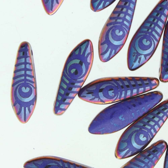 Picture of Glass Daggers 5x16mm Royal Blue Laser Eye x25