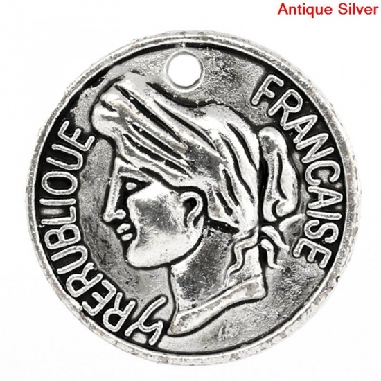 Picture of Pendant "Republique Francaise" 27mm Antique Silver x1