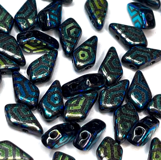 Picture of Kite Beads 9x5mm Jet Laser Web x5g