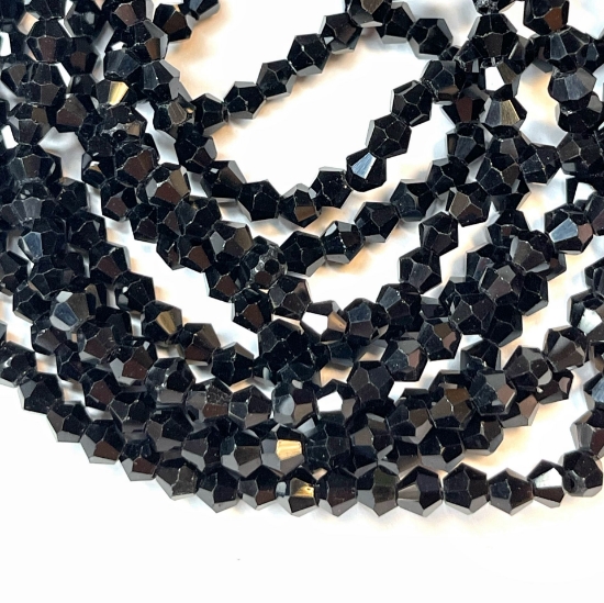 Picture of Bicone Glass bead 4mm Jet x30cm