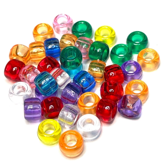 Picture of Acrylic Pony bead 9x6mm Translucent Mix x50