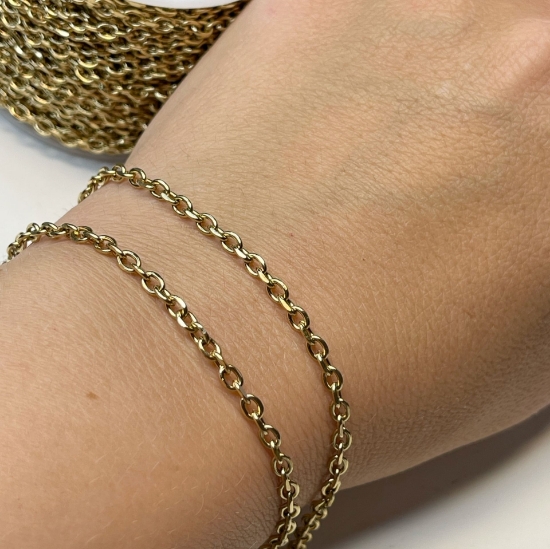Picture of Stainless Steel Chain Cable Diamond Cut 4x3mm oval unwelded Gold Plated x1m