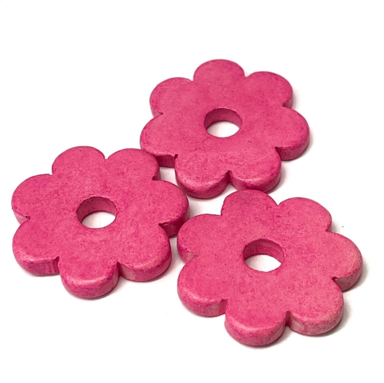 Picture of Greece Ceramic Flower 34mm w/hole 8mm Pink x1