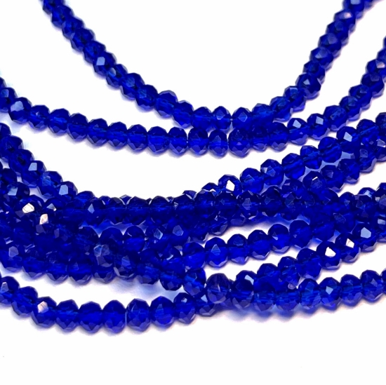 Picture of Faceted Rondelle 3x4mm Transparent Cobalt x37cm